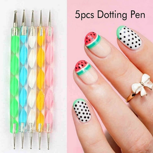 5pcs Dotting Pen Tool Nail Art Dot Doting Tool Set Manicure Painting Kit Design