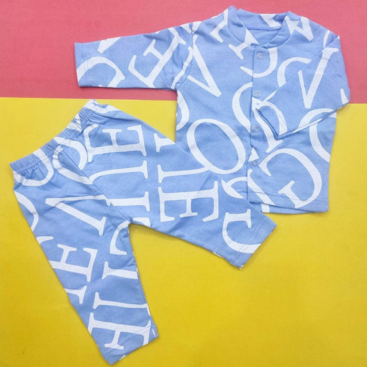 Kids Night Suit Sky Blue Alphabets