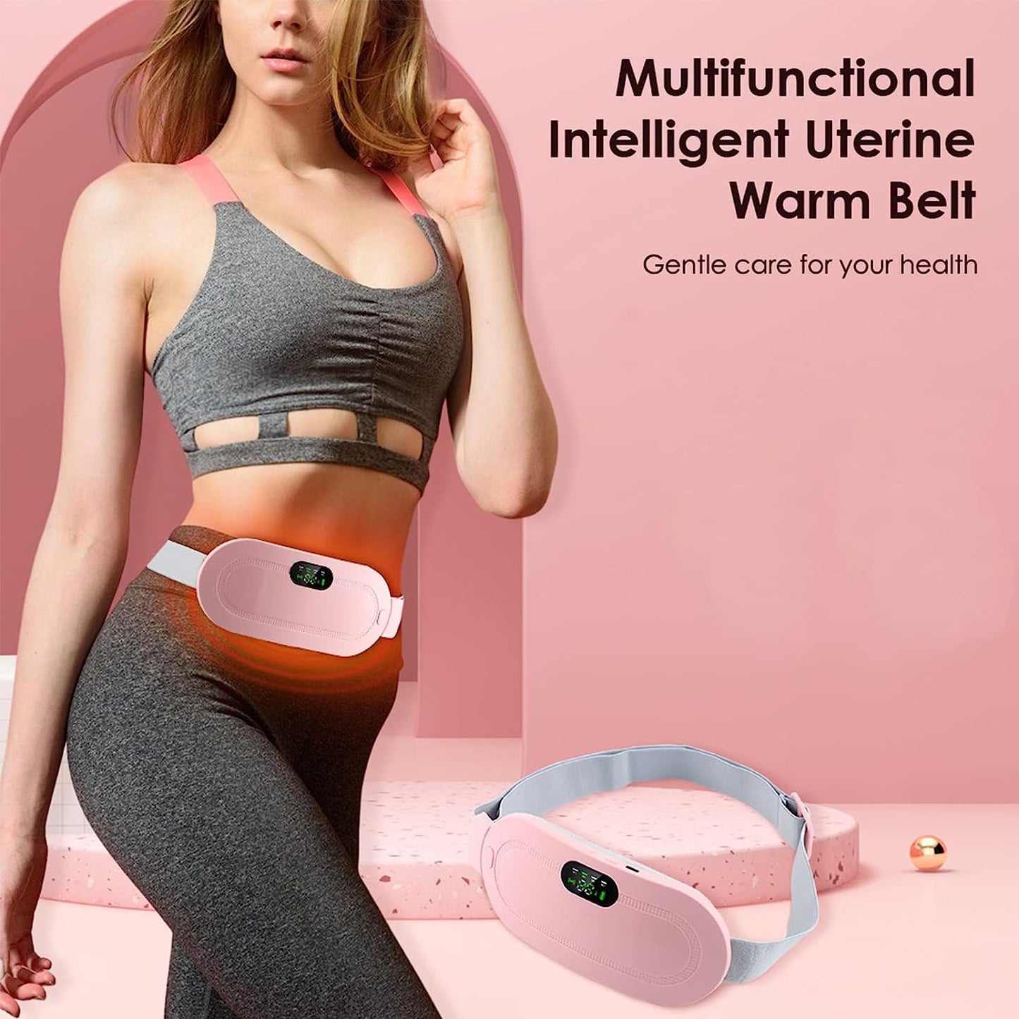 Cramp Belt Heating Pad Menstrual Cramp Relieve Therapy Vibration Massager Heating Belt