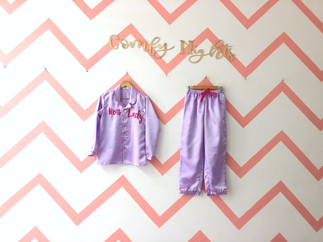 Purple Personalize Satin Pj Set