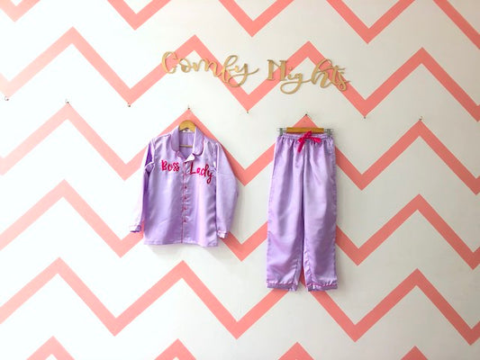 Purple Personalize Satin Pj Set